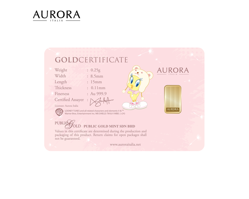 WARNER BROS X AURORA ITALIA (0.25g) Tweety Limited Edition Gold Bar