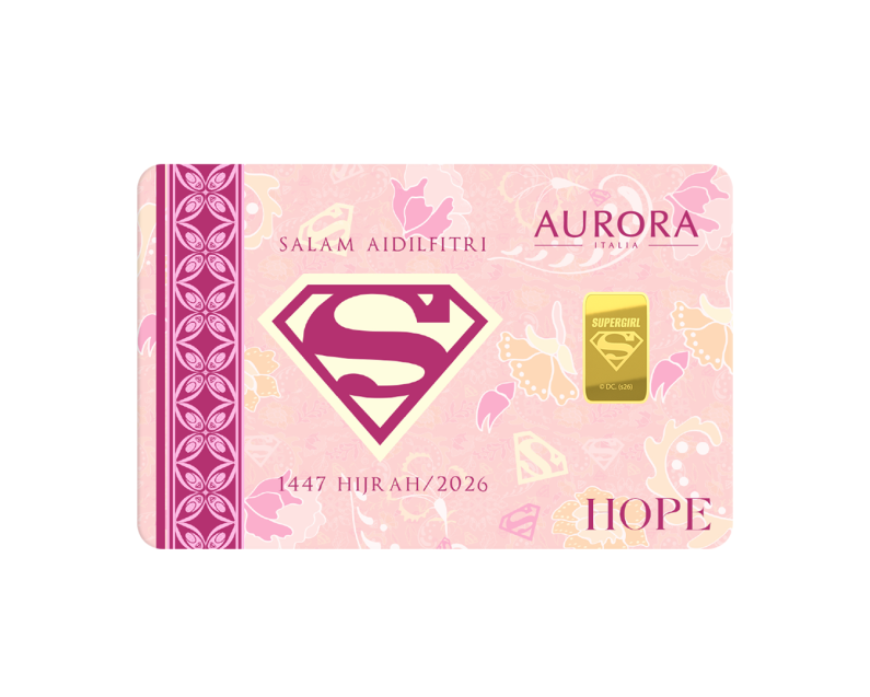 [NEW LAUNCH PRE-OREDER] DC x AURORA ITALIA (0.25g) 999.9 DC Raya Superman and Supergirl Limited Edition Gold Bar