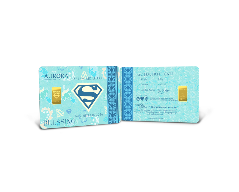 [NEW LAUNCH PRE-OREDER] DC x AURORA ITALIA (0.25g) 999.9 DC Raya Superman and Supergirl Limited Edition Gold Bar