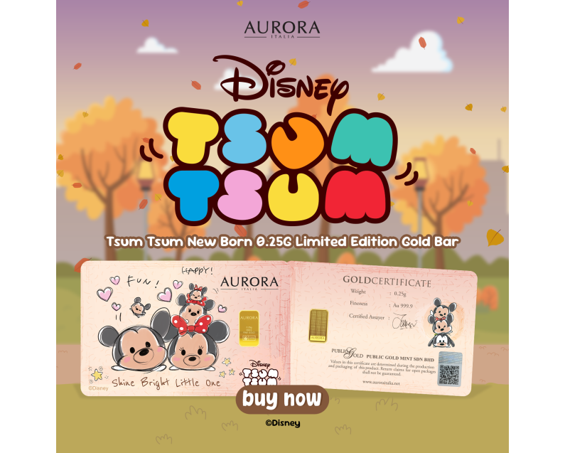 [NEW LAUNCH] DISNEY x AURORA ITALIA (0.25g) 999.9 Tsum Tsum New Born Limited Edition Gold Bar