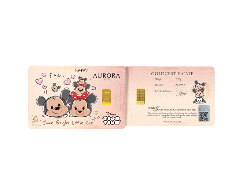 [NEW LAUNCH] DISNEY x AURORA ITALIA (0.25g) 999.9 Tsum Tsum New Born Limited Edition Gold Bar