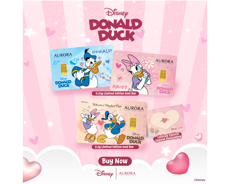 [NEW LAUNCH] DISNEY x AURORA ITALIA (0.25g) 999.9 Donald & Daisy Limited Edition Gold Bar