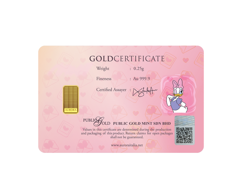 [NEW LAUNCH] DISNEY x AURORA ITALIA (0.25g) 999.9 Donald & Daisy Limited Edition Gold Bar