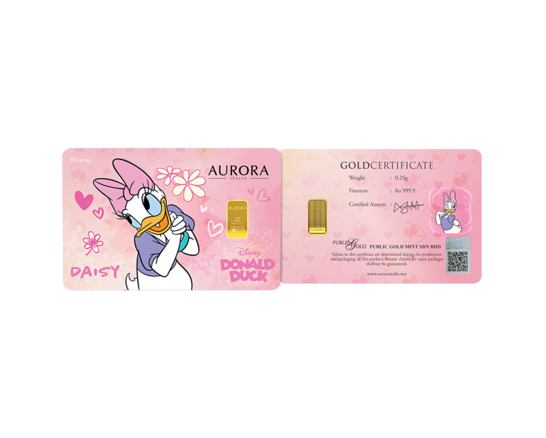[NEW LAUNCH] DISNEY x AURORA ITALIA (0.25g) 999.9 Donald & Daisy Limited Edition Gold Bar