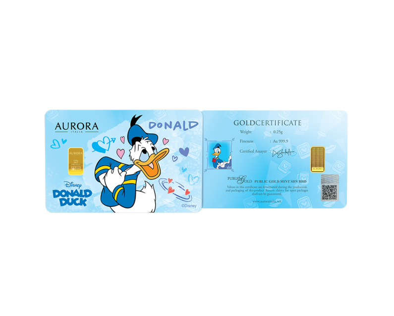 [NEW LAUNCH] DISNEY x AURORA ITALIA (0.25g) 999.9 Donald & Daisy Limited Edition Gold Bar