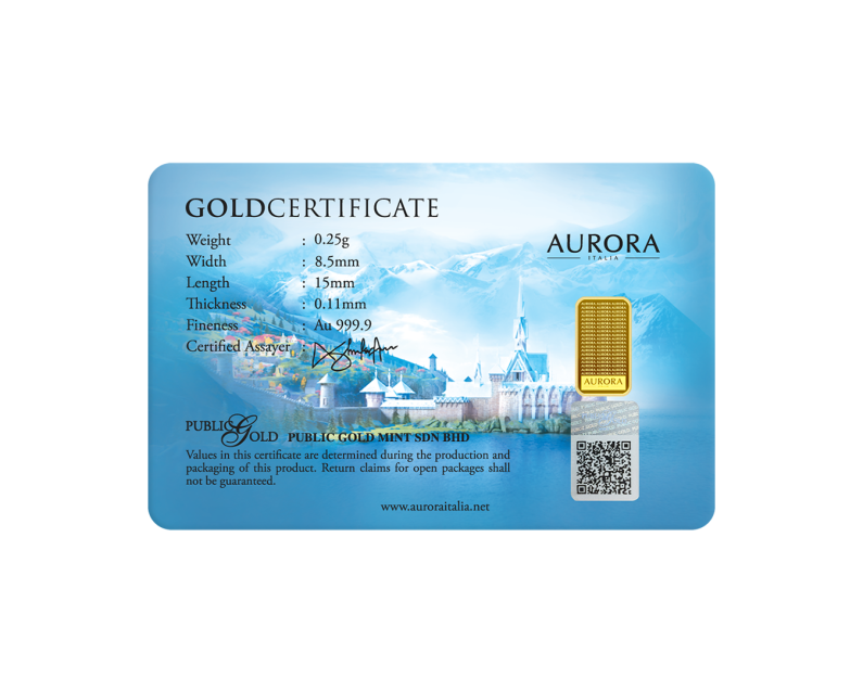 [NEW LAUNCH] DISNEY x AURORA ITALIA (0.25g) 999.9 Frozen Limited Edition Gold Bar