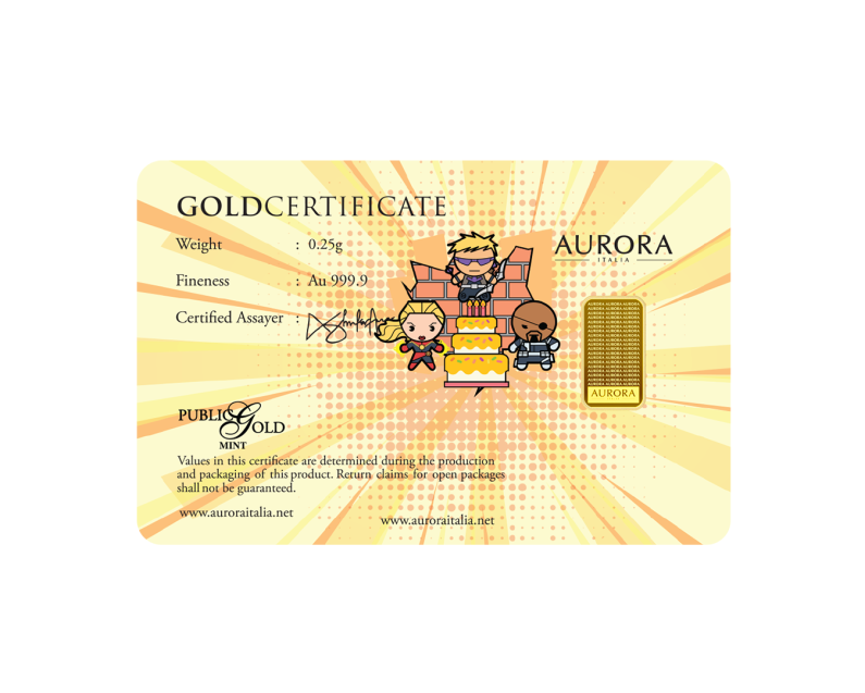 [NEW LAUNCH] MARVEL x AURORA ITALIA (0.25g) 999.9 Marvel Kawaii Birthday Limited Edition Gold Bar