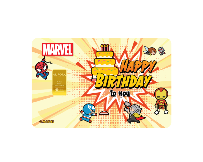 [NEW LAUNCH] MARVEL x AURORA ITALIA (0.25g) 999.9 Marvel Kawaii Birthday Limited Edition Gold Bar