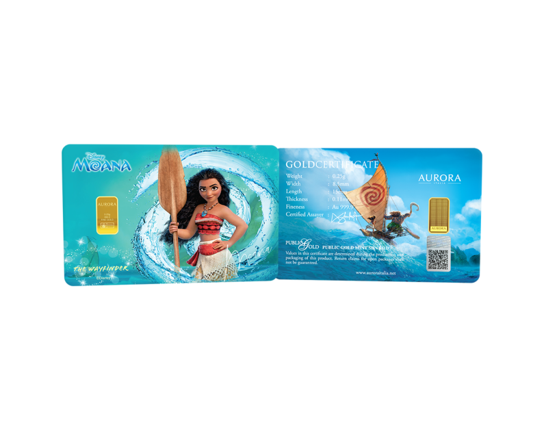 [NEW LAUNCH] DISNEY x AURORA ITALIA (0.25g) 999.9 Princess Moana Limited Edition Gold Bar  