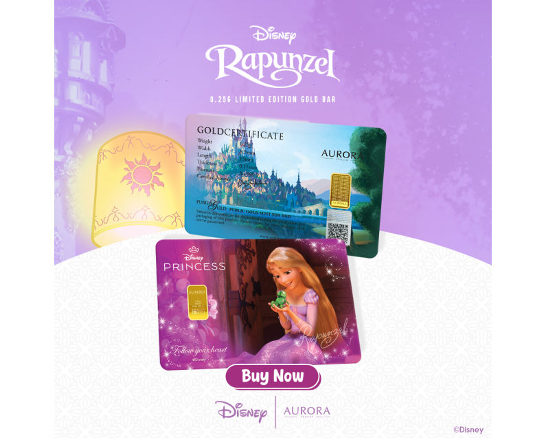 [NEW LAUNCH] DISNEY x AURORA ITALIA (0.25g) 999.9 Princess Rapunzel Limited Edition Gold Bar  
