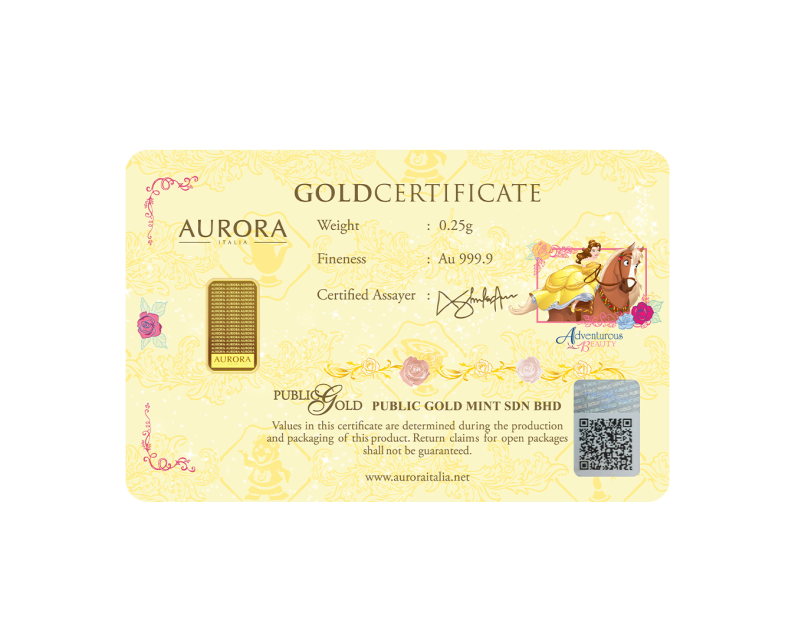 [PRE-ORDER] DISNEY x AURORA ITALIA (0.25g) 999.9 Disney Princess Horses Limited Edition Gold Bar