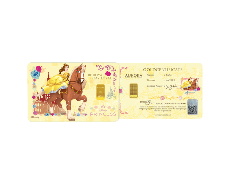 [PRE-ORDER] DISNEY x AURORA ITALIA (0.25g) 999.9 Disney Princess Horses Limited Edition Gold Bar