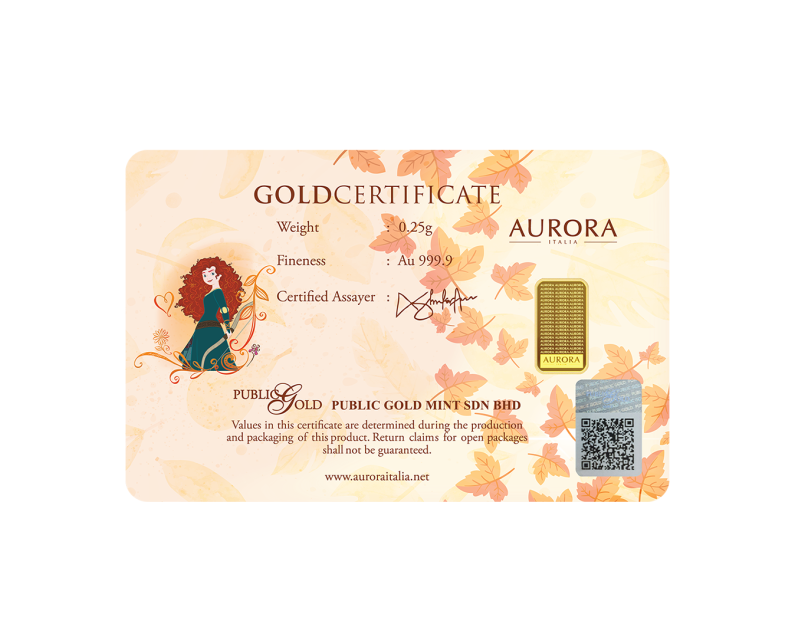 [PRE-ORDER] DISNEY x AURORA ITALIA (0.25g) 999.9 Disney Princess Horses Limited Edition Gold Bar