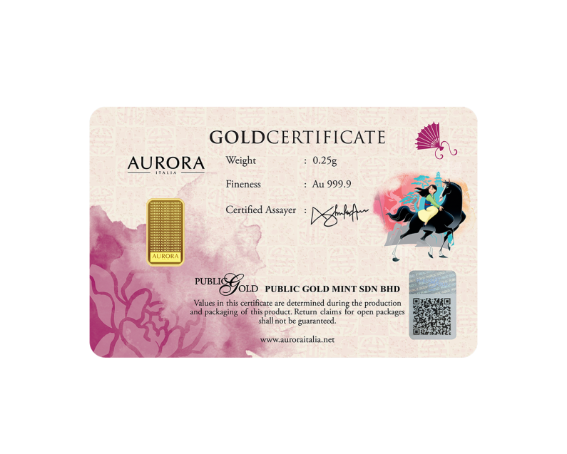 [PRE-ORDER] DISNEY x AURORA ITALIA (0.25g) 999.9 Disney Princess Horses Limited Edition Gold Bar