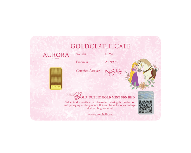 [PRE-ORDER] DISNEY x AURORA ITALIA (0.25g) 999.9 Disney Princess Horses Limited Edition Gold Bar