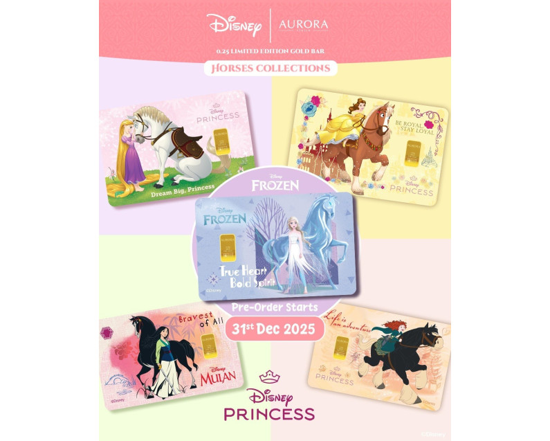 [PRE-ORDER] DISNEY x AURORA ITALIA (0.25g) 999.9 Disney Princess Horses Limited Edition Gold Bar