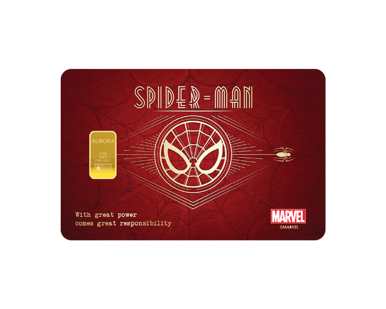  [NEW LAUNCH] MARVEL x AURORA ITALIA (0.25g) 999.9 Spiderman & Ironman Emblem Limited Edition Gold Bar