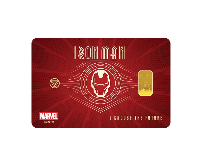  [NEW LAUNCH] MARVEL x AURORA ITALIA (0.25g) 999.9 Spiderman & Ironman Emblem Limited Edition Gold Bar