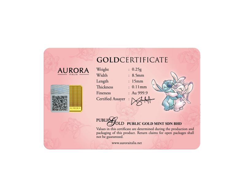 DISNEY x AURORA ITALIA (0.25g) 999.9 Angel Limited Edition Gold Bar
