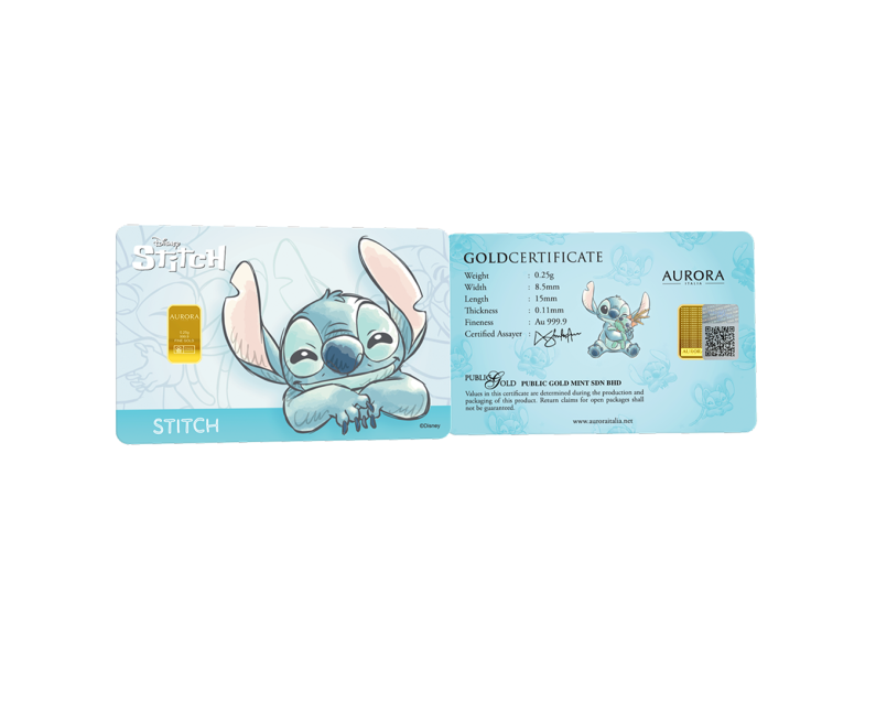DISNEY x AURORA ITALIA (0.25g) 999.9 Stitch Limited Edition Gold Bar