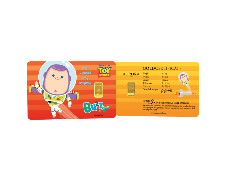[BLIND BOX] DISNEY x AURORA ITALIA (0.25g) 999.9 Toy Story Limited Edition Gold Bar
