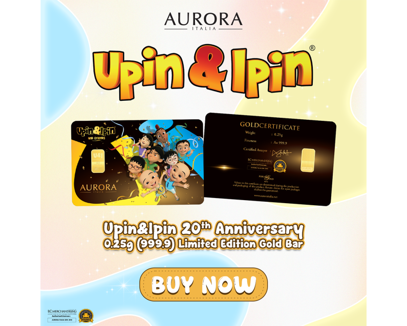 [NEW LAUNCH] UPIN & IPIN x AURORA ITALIA (0.25g) 999.9 Upin & Ipin 20th Anniversary Limited Edition Gold Bar
