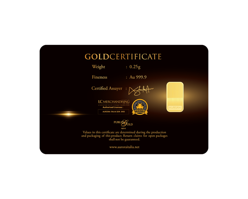 [NEW LAUNCH] UPIN & IPIN x AURORA ITALIA (0.25g) 999.9 Upin & Ipin 20th Anniversary Limited Edition Gold Bar