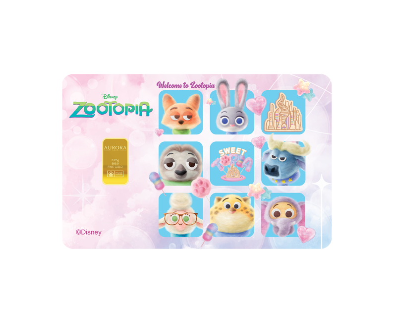 [BLIND BOX] DISNEY x AURORA ITALIA (0.25g) 999.9 Zootopia Limited Edition Gold Bar