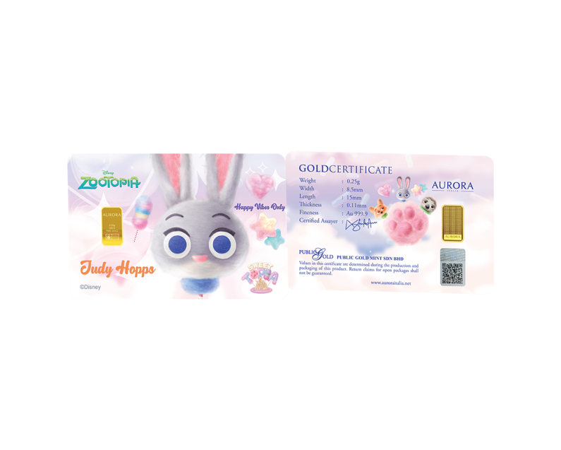 [BLIND BOX] DISNEY x AURORA ITALIA (0.25g) 999.9 Zootopia Limited Edition Gold Bar