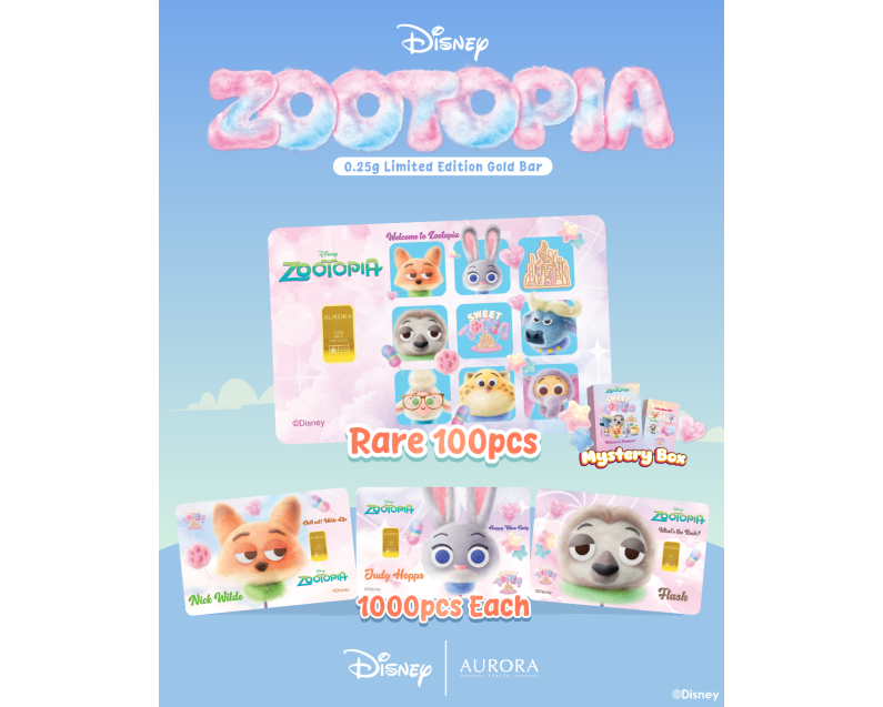 [BLIND BOX] DISNEY x AURORA ITALIA (0.25g) 999.9 Zootopia Limited Edition Gold Bar