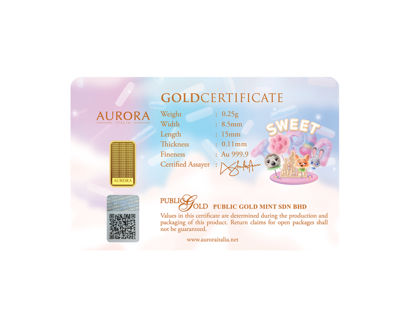 [BLIND BOX] DISNEY x AURORA ITALIA (0.25g) 999.9 Zootopia Limited Edition Gold Bar