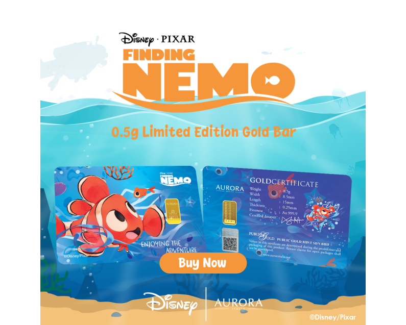 DISNEY x AURORA ITALIA (0.5g) 999.9 Finding Nemo Limited Edition Gold Bar DISNEY x AURORA ITALIA (0.5g) 999.9 Finding Nemo Limited Edition Gold Bar