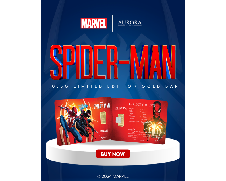 MARVEL x AURORA ITALIA (0.5g) 999.9 Spider-man Limited Edition Gold Bar