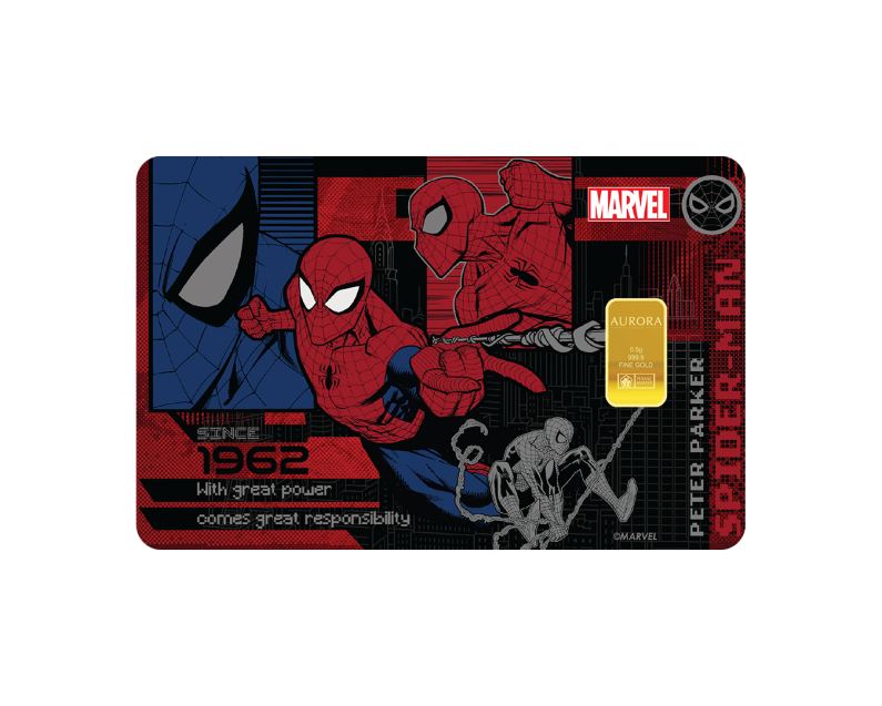 [NEW LAUNCH] MARVEL x AURORA ITALIA (0.5g) 999.9 Spiderman & Ironman Limited Edition Gold Bar
