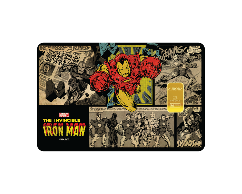 [NEW LAUNCH] MARVEL x AURORA ITALIA (0.5g) 999.9 Spiderman & Ironman Limited Edition Gold Bar