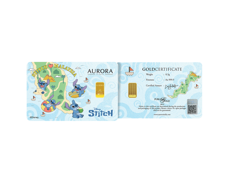 [NEW LAUNCH] SANRIO x AURORA ITALIA (0.5g) 999.9 Stitch Visit Malaysia Limited Edition Gold Bar