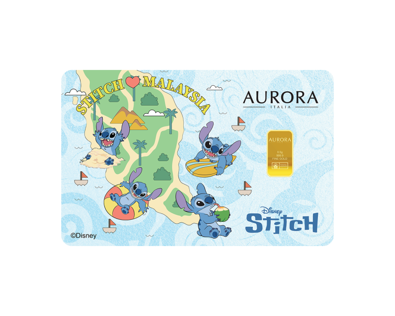 [NEW LAUNCH] SANRIO x AURORA ITALIA (0.5g) 999.9 Stitch Visit Malaysia Limited Edition Gold Bar