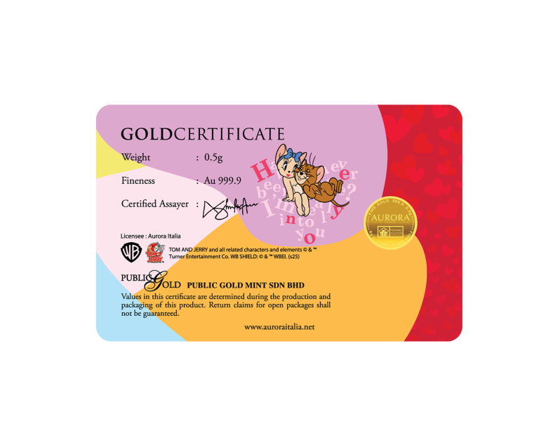 WARNER BROS X AURORA ITALIA (0.5g) 999.9 Tom & Jerry In Love