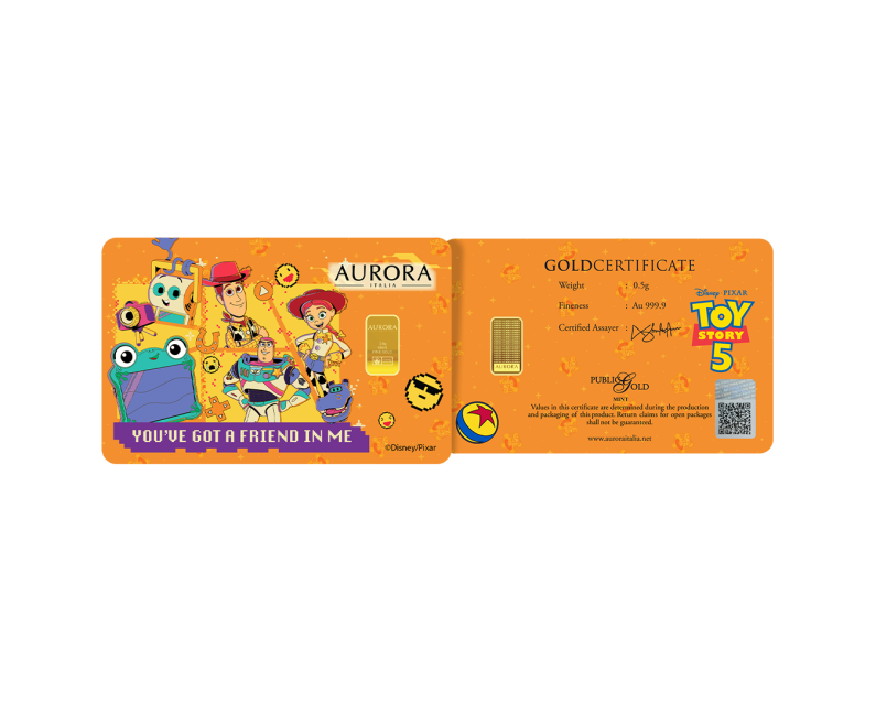 [NEW LAUNCH] DISNEY x AURORA ITALIA (0.5g) 999.9 Disney Toy Story 5 Limited Edition Gold Bar