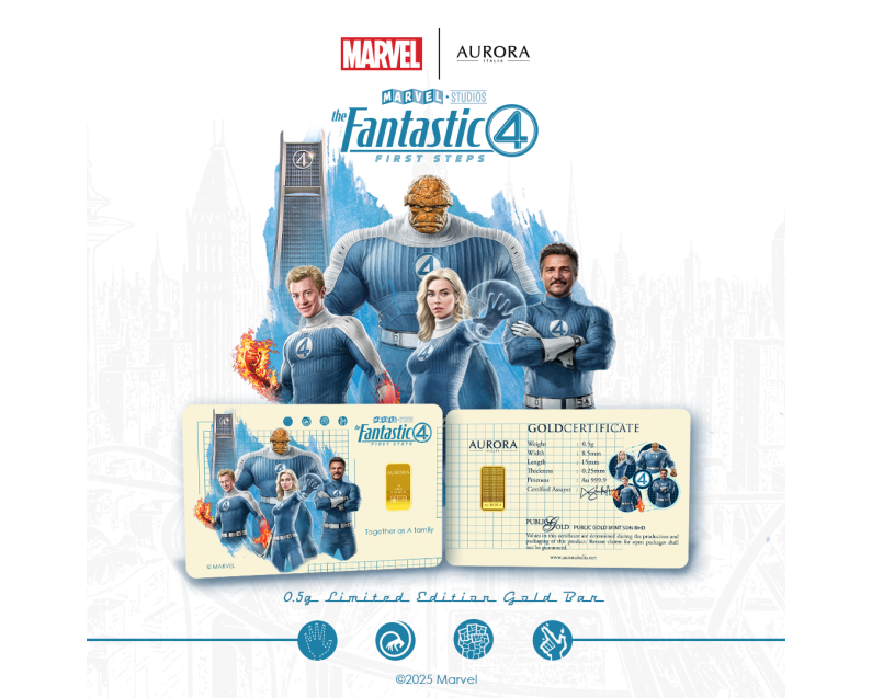 [NEW LAUNCH] MARVEL x AURORA ITALIA (0.5g) 999.9 The Fantastic 4 Limited Edition Gold Bar