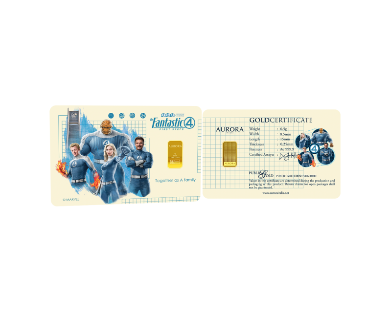 [NEW LAUNCH] MARVEL x AURORA ITALIA (0.5g) 999.9 The Fantastic 4 Limited Edition Gold Bar