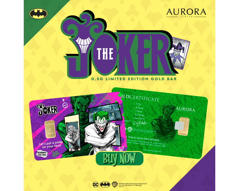 DC x AURORA ITALIA (0.5g) 999.9 The Joker Limited Edition Gold Bar