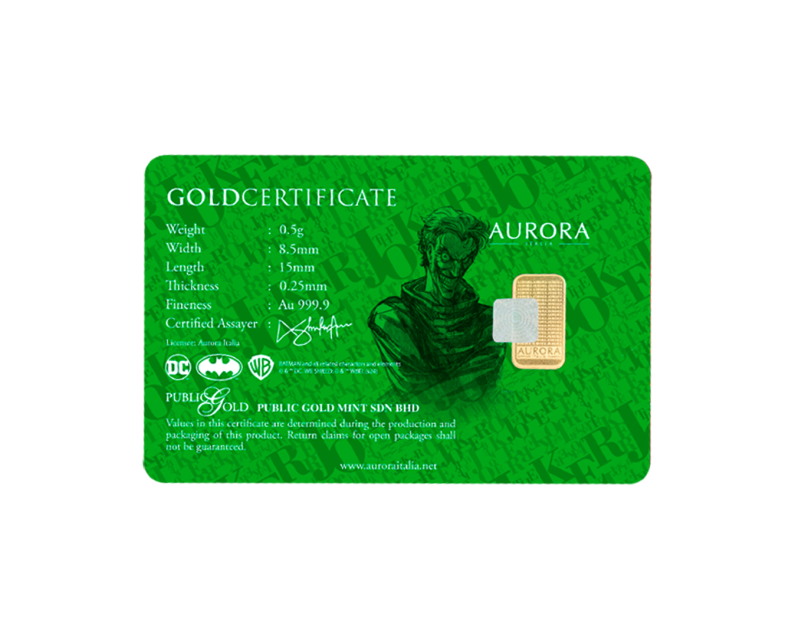 DC x AURORA ITALIA (0.5g) 999.9 The Joker Limited Edition Gold Bar