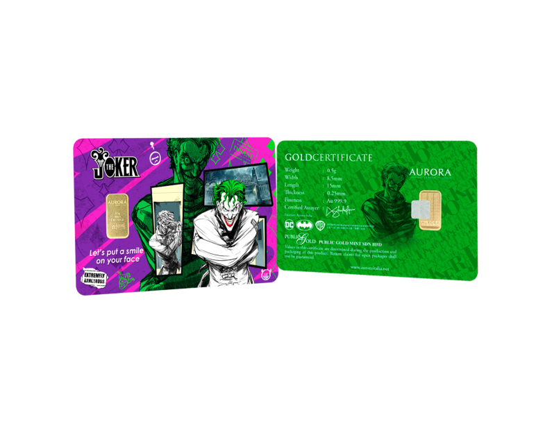 DC x AURORA ITALIA (0.5g) 999.9 The Joker Limited Edition Gold Bar