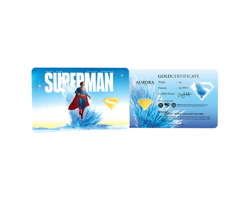 [NEW LAUNCH] DC x AURORA ITALIA (1g) 999.9 Superman Movie Limited Edition Gold Bar