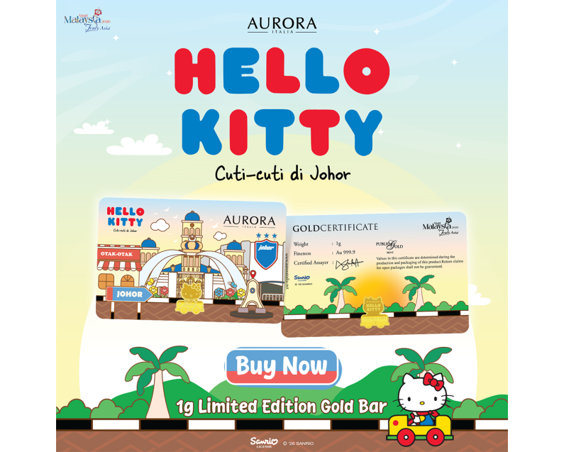 [NEW LAUNCH] SANRIO x AURORA ITALIA (1g) 999.9 Hello Kitty in Johor Limited Edition Gold Bar