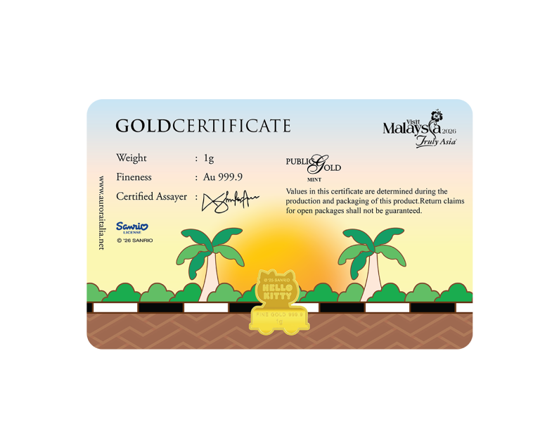 [NEW LAUNCH] SANRIO x AURORA ITALIA (1g) 999.9 Hello Kitty in Johor Limited Edition Gold Bar