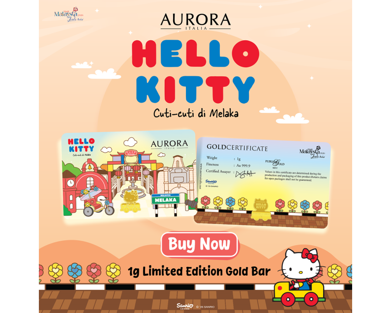 [NEW LAUNCH] SANRIO x AURORA ITALIA (1g) 999.9 Hello Kitty in Melaka Limited Edition Gold Bar