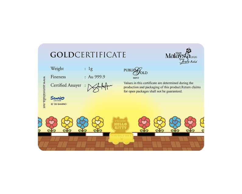 [NEW LAUNCH] SANRIO x AURORA ITALIA (1g) 999.9 Hello Kitty in Melaka Limited Edition Gold Bar