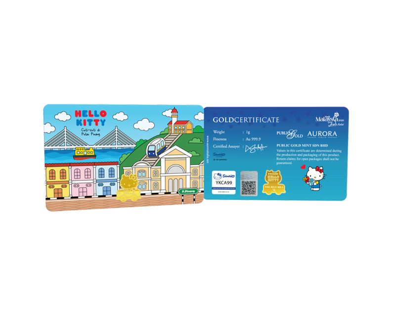 [NEW LAUNCH] SANRIO x AURORA ITALIA (1g) 999.9 Hello Kitty Cuti-cuti di Malaysia Limited Edition Gold Bar